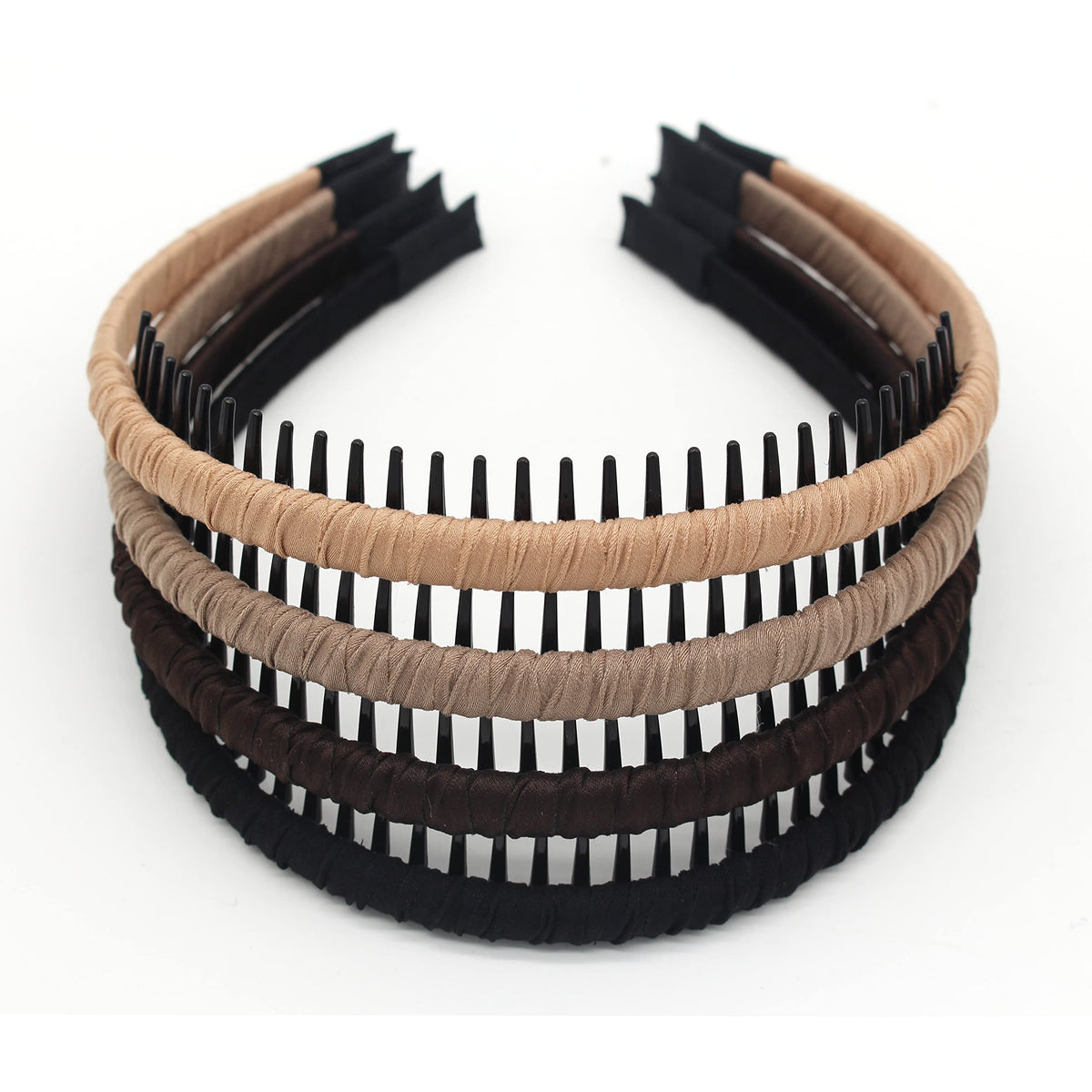 JOBAND front view of four hairbands showing color variety and slim profile for chic hold