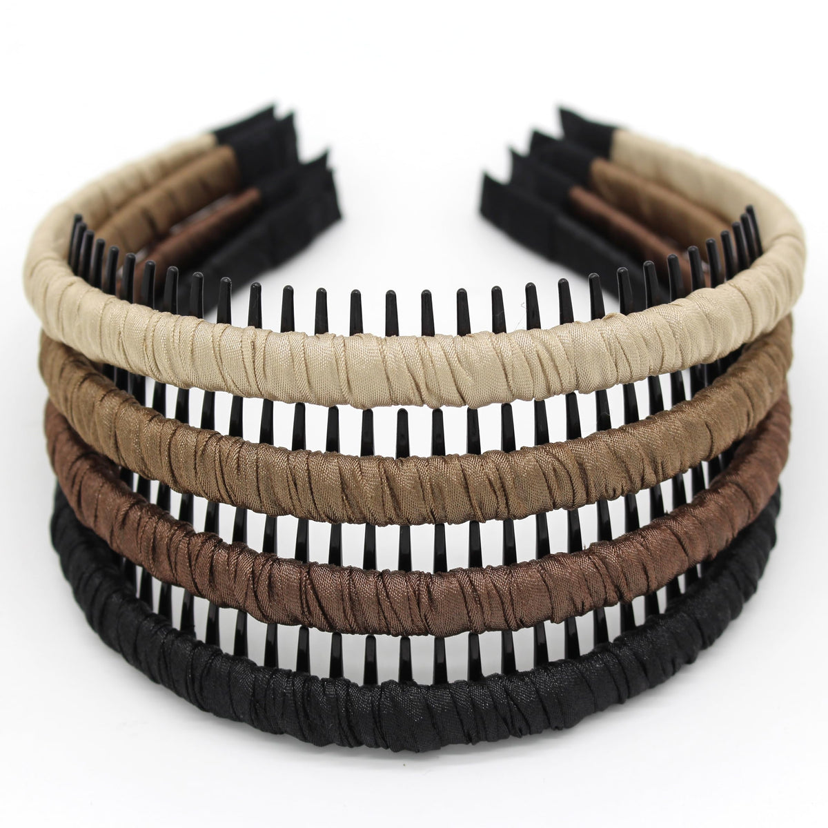JOBAND front view of four headbands showing color and slim profile for reliable hold