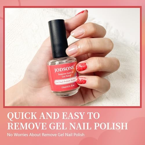 JODSONE 15ml gel remover bottle close-up illustrating targeted gel dissolution power
