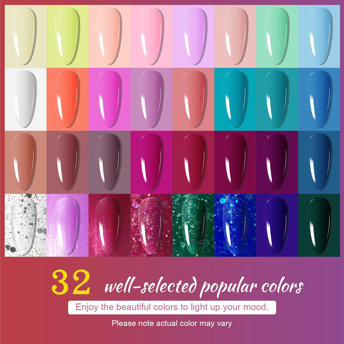 JODSONE 32 bottle color spread displaying vibrant shades and design options