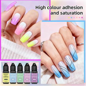 JODSONE airbrush in use on nail showing quick ombre application benefit