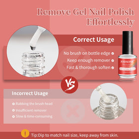 JODSONE before and after nail showing lifted gel and clean nail surface benefit