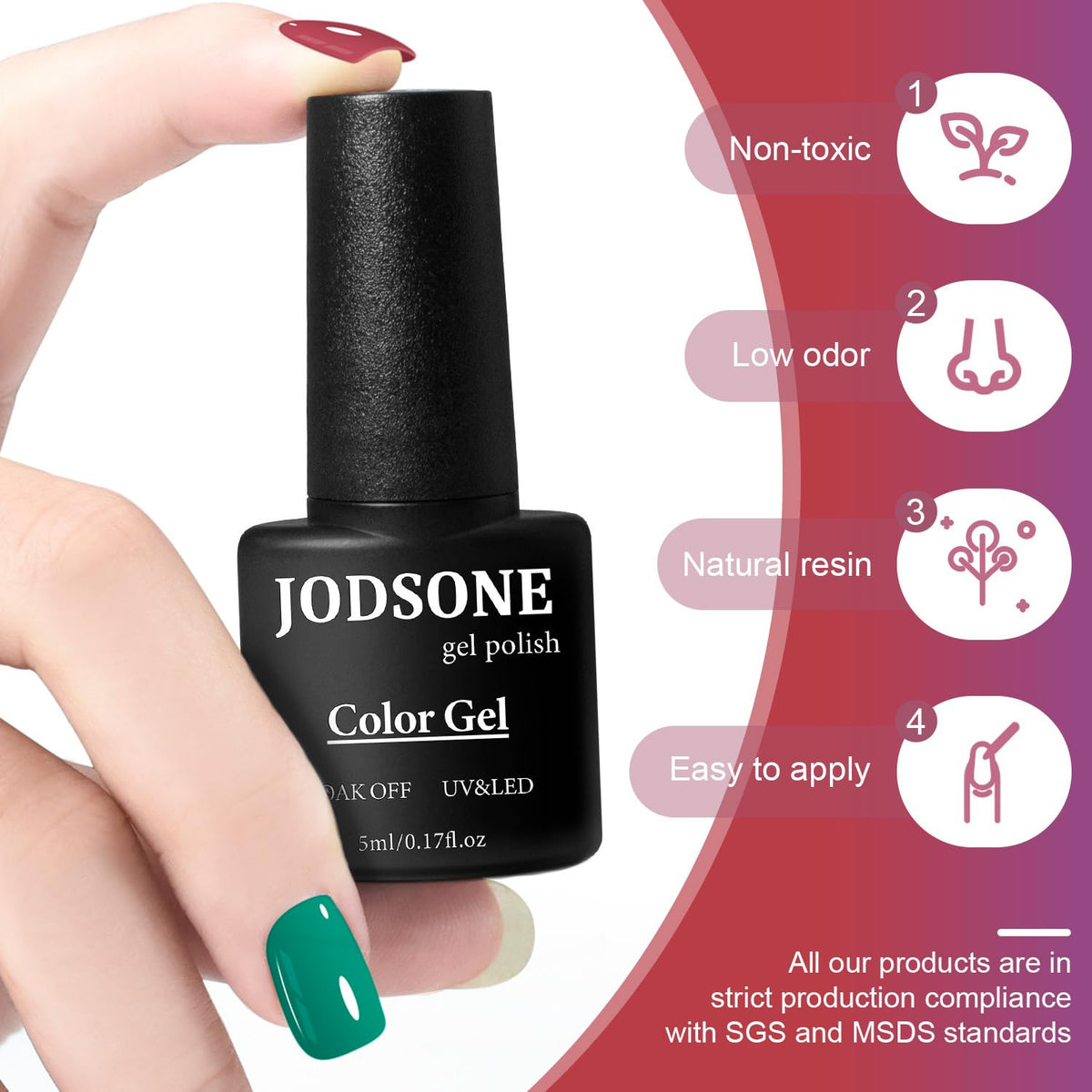 JODSONE close-up glitter polish texture highlighting sparkle payoff