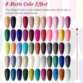 JODSONE color bottles in a row highlighting 55 glitter gel shades