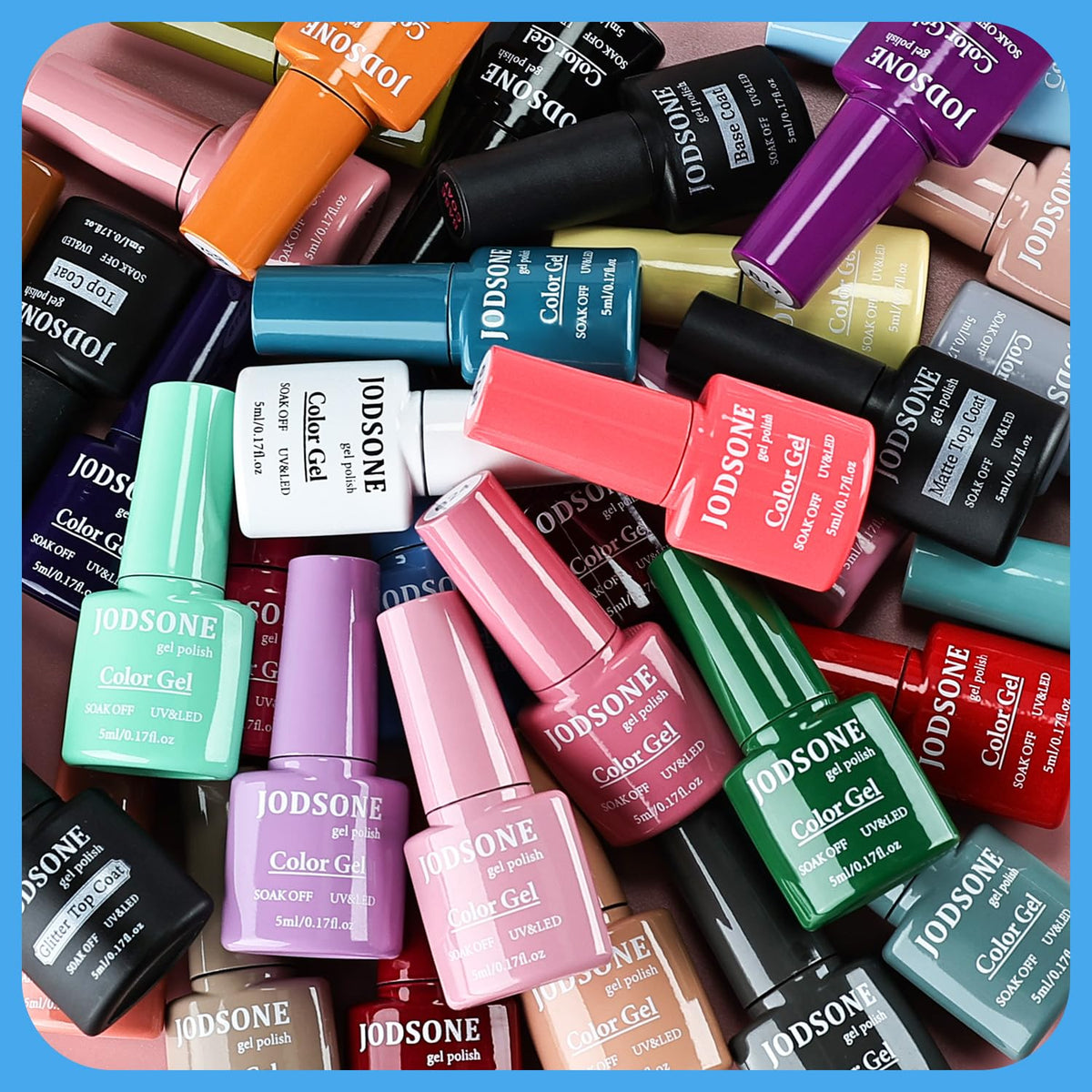 JODSONE flatlay of 36 colors displaying broad shade selection for creativity