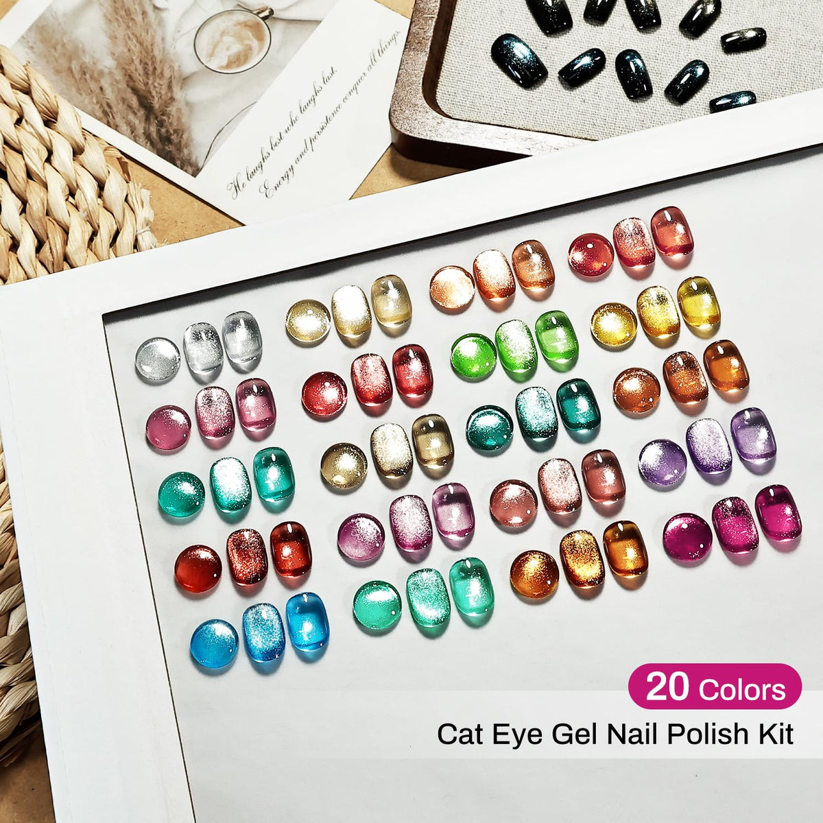JODSONE finished manicure lifestyle shot showing glossy cat eye nails for salon-quality look