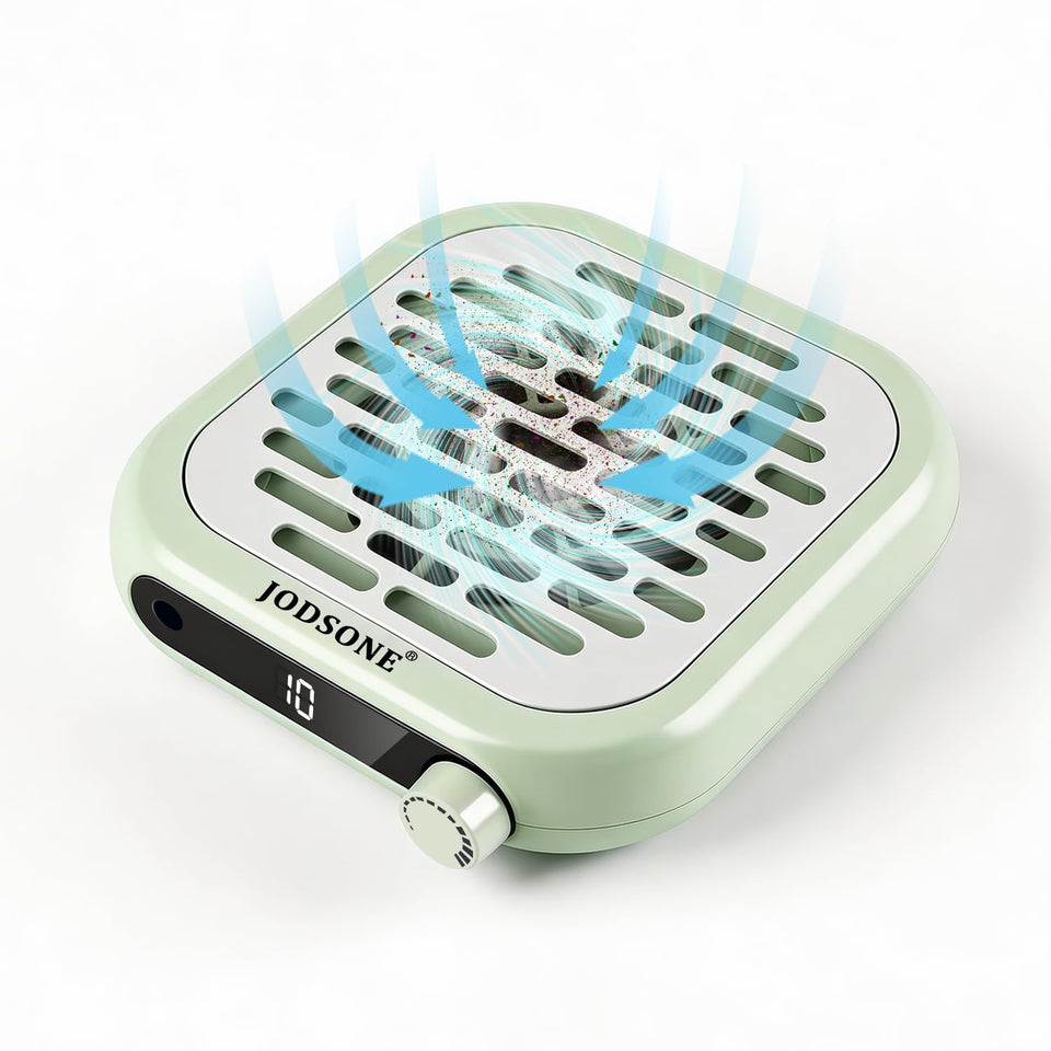 JODSONE front view showing green compact nail dust collector, tidy workspace benefit