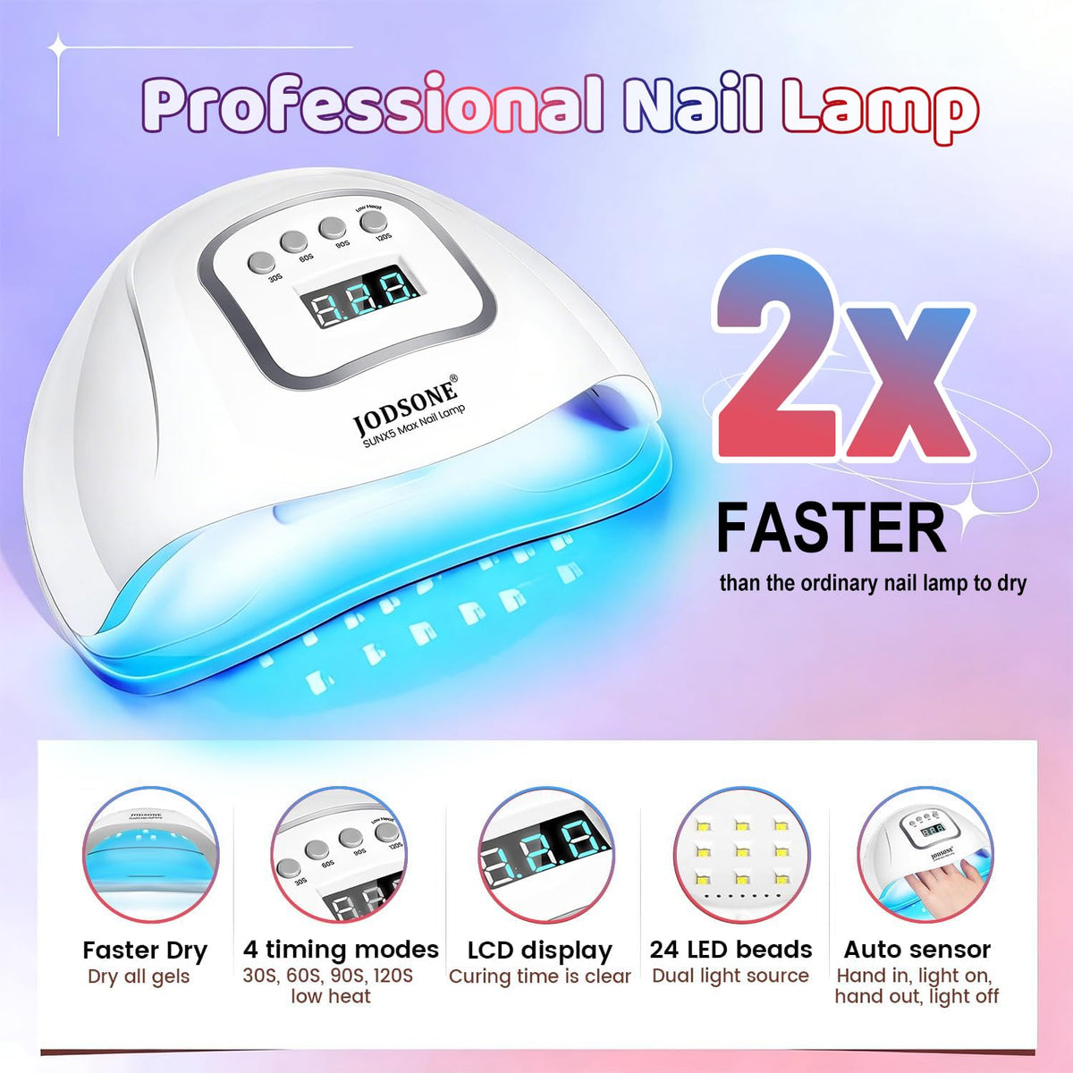 JODSONE hand curing nails inside lamp demonstrating easy at-home LED curing