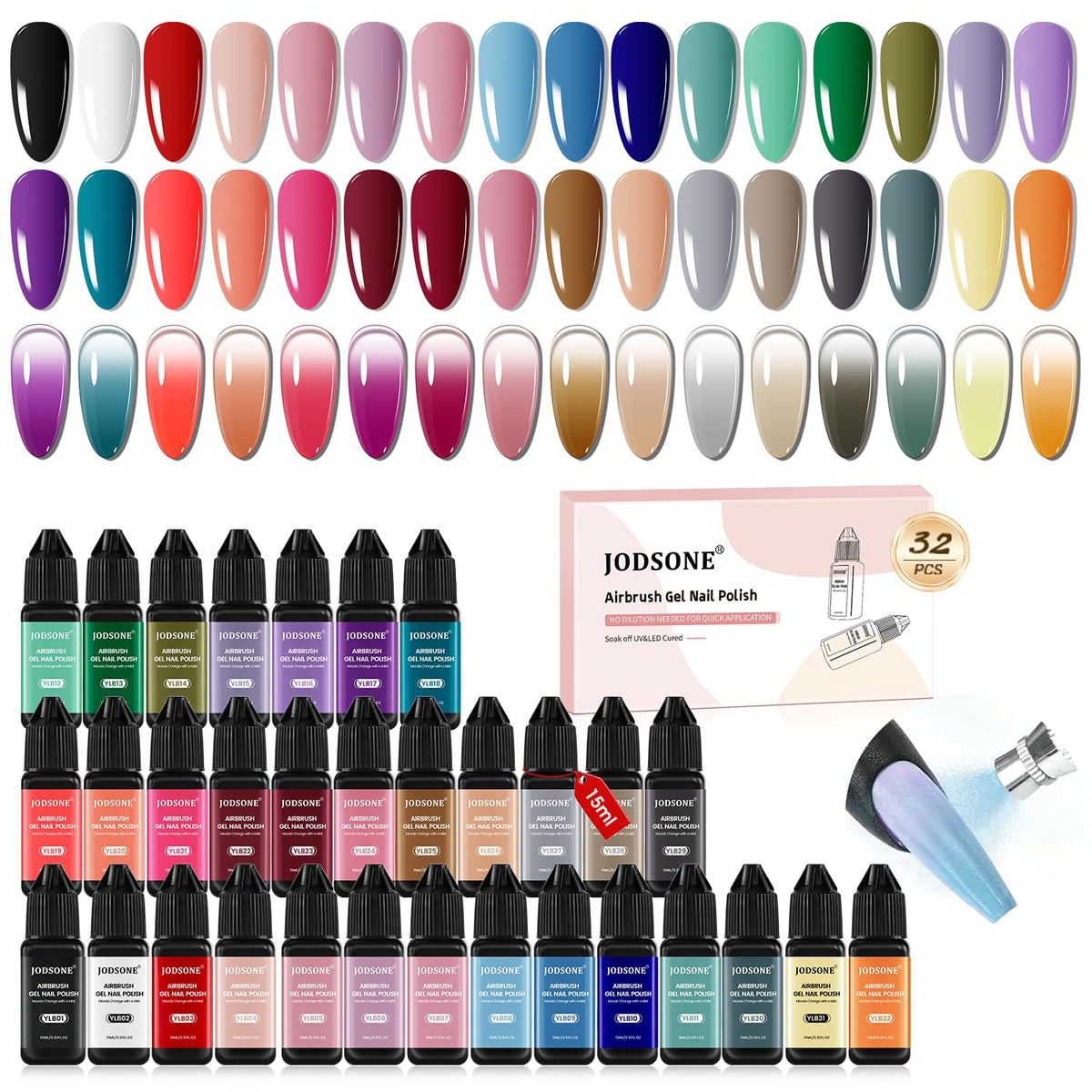 JODSONE kit layout with 32 bottles showing full color range and quick selection benefit