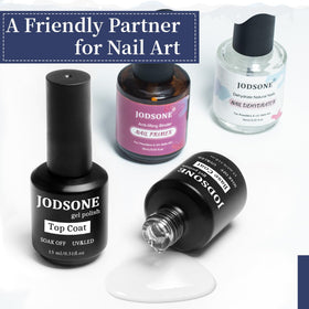 JODSONE home manicure setup with bottles and lamp enabling salon results