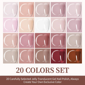 JODSONE open set top view displaying 20 jelly color bottles neatly arranged