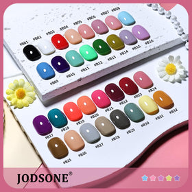 JODSONE close-up of a single bottle label showing shade name and consistent packaging