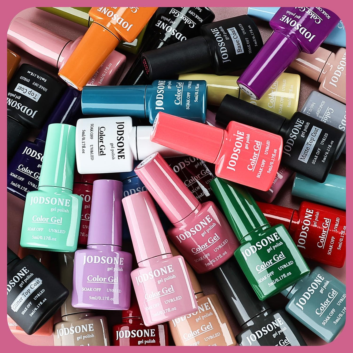 JODSONE gel texture close-up demonstrating smooth, high-shine formula and coverage