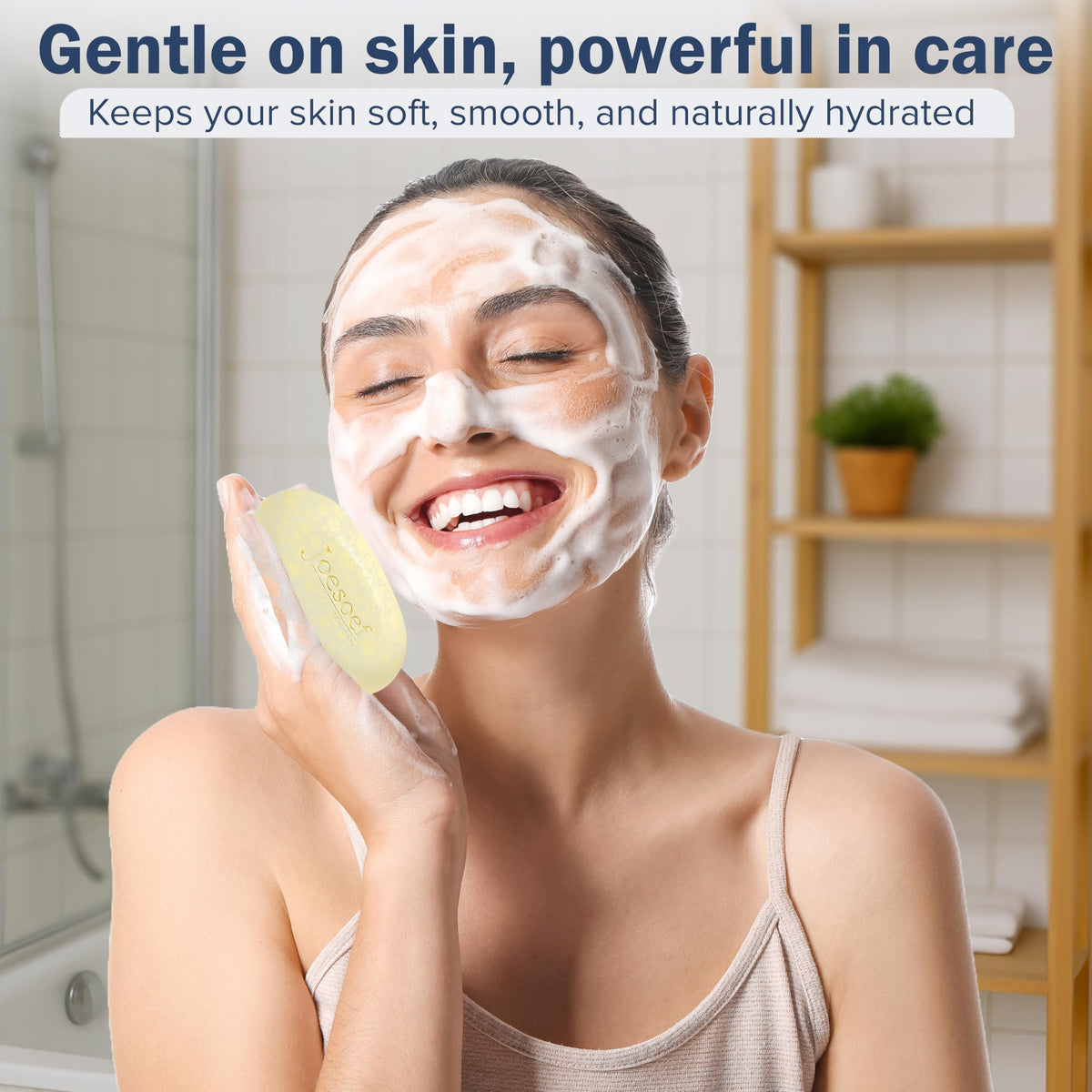 JOESOEF soap bar in hand demonstrating easy application and control
