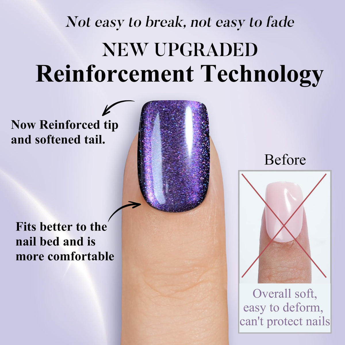 Jofay Fashion on-hand model wearing short cat-eye nails for instant polish