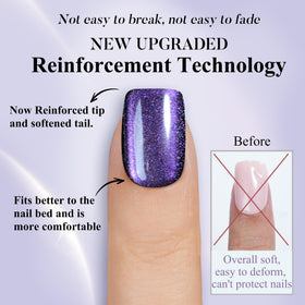 Jofay Fashion on-hand model wearing short cat-eye nails for instant polish