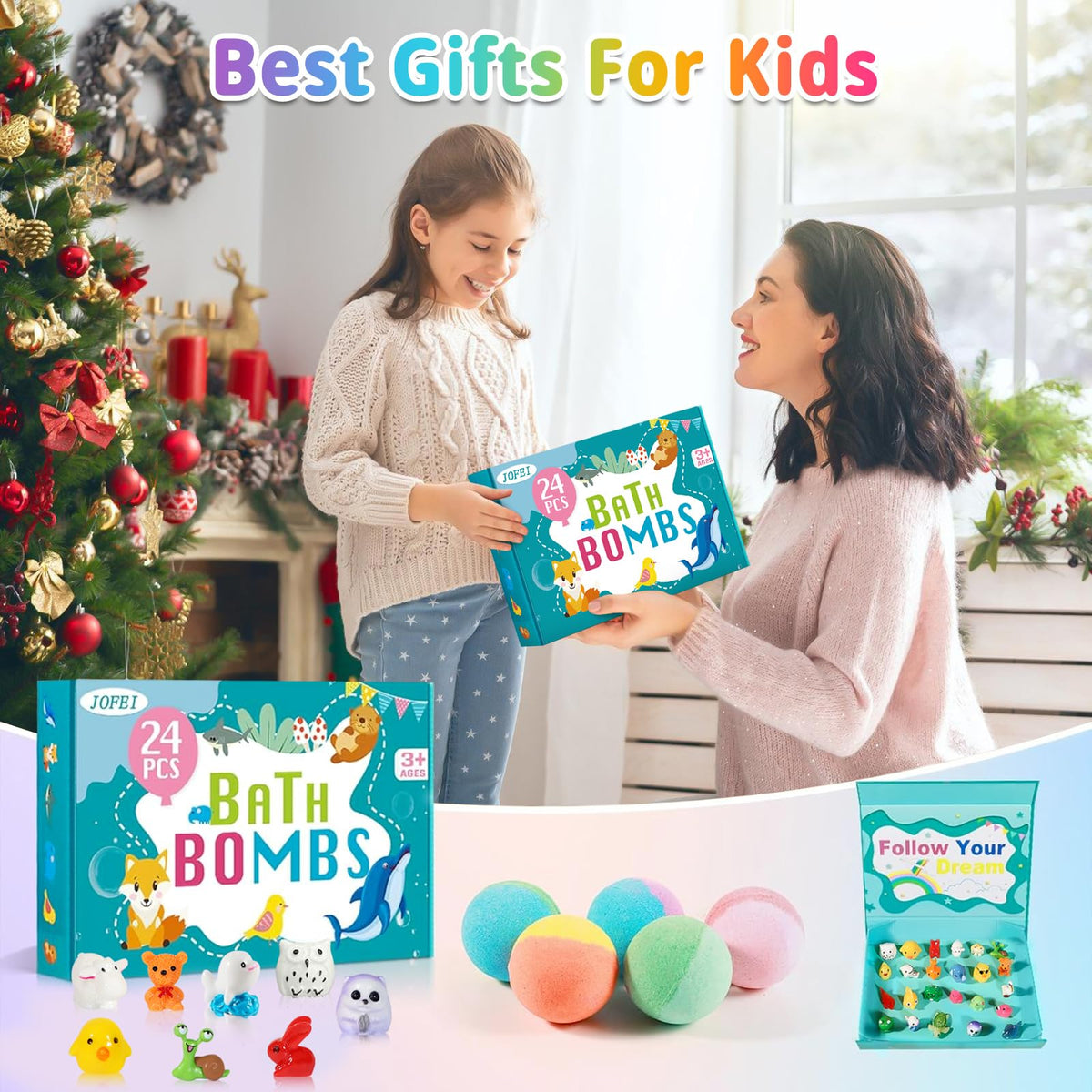 JOFEI bath bombs fizzing in tub demonstrating colorful bubbles and playful scent