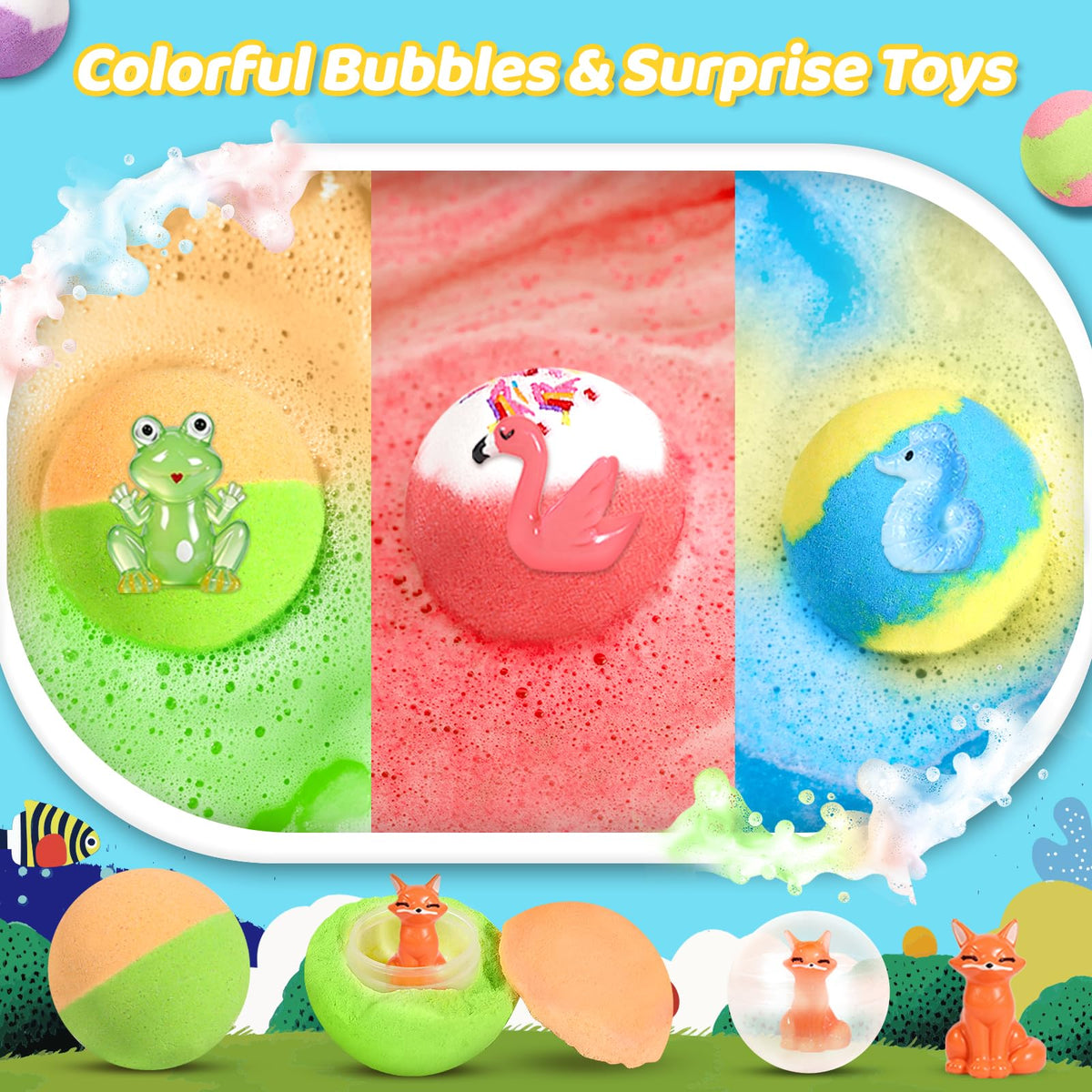 JOFEI opened themed boxes displaying ocean land and sky toy assortment