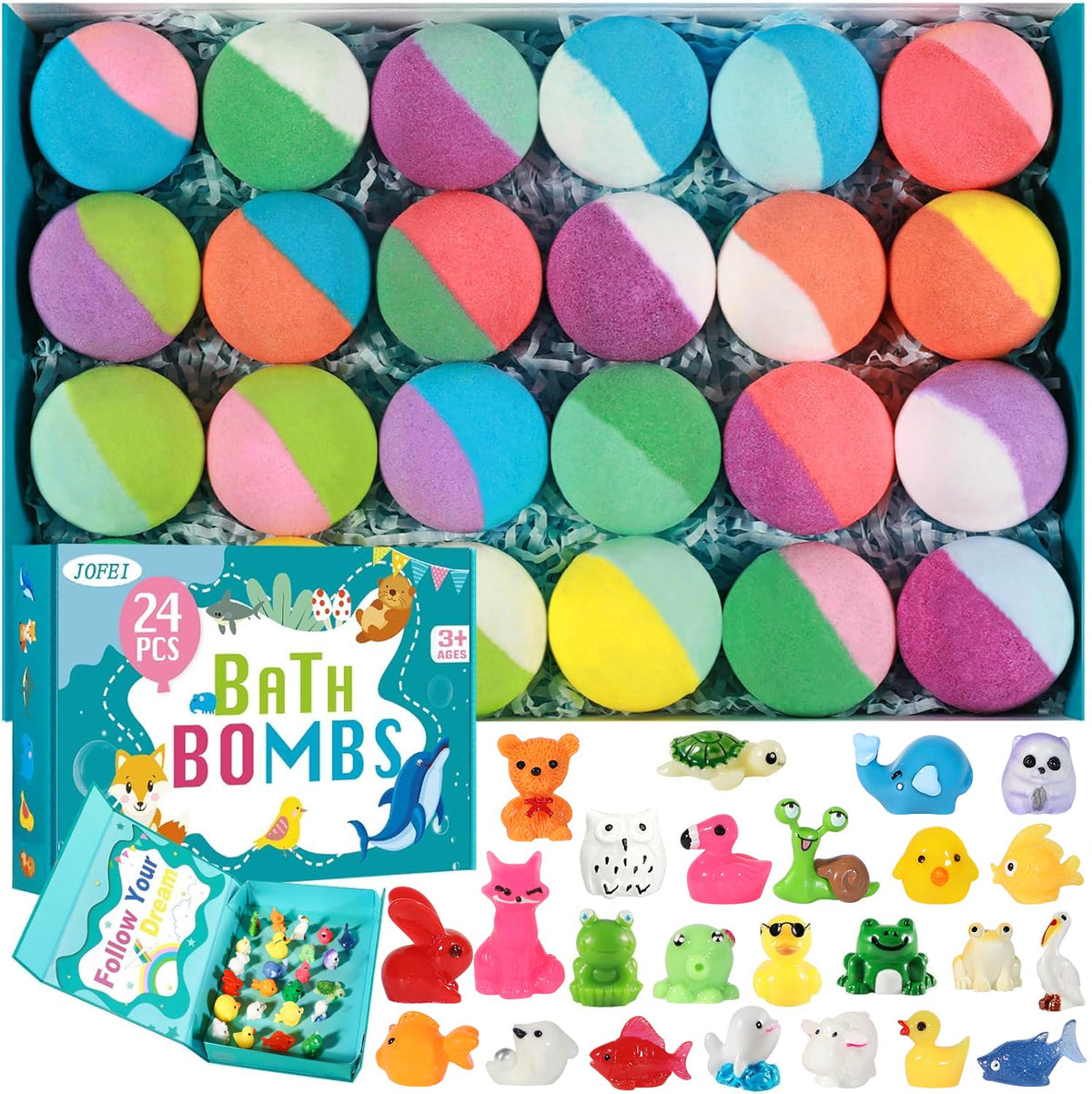 JOFEI front packaging showing colorful 24-pack and gift box for easy gifting