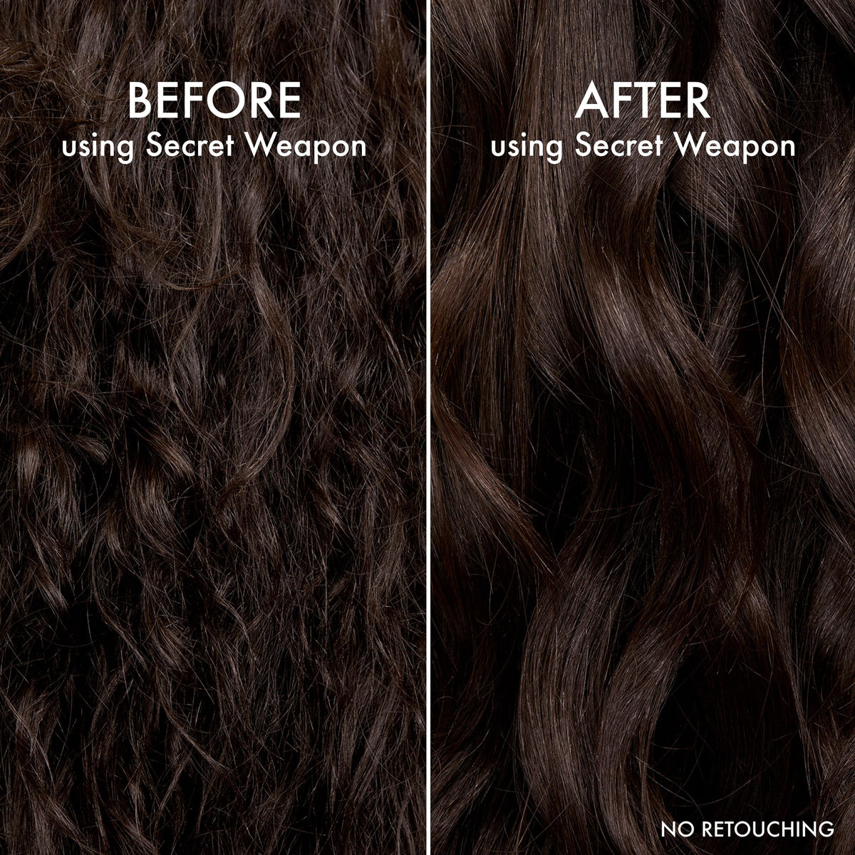 John Frieda hands applying crème to dry hair to tame flyaways quickly