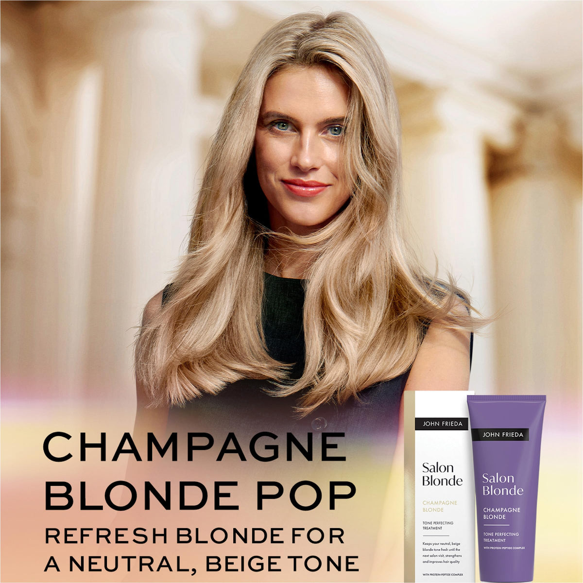 john frieda applying toner to wet hair for fast professional-like toning