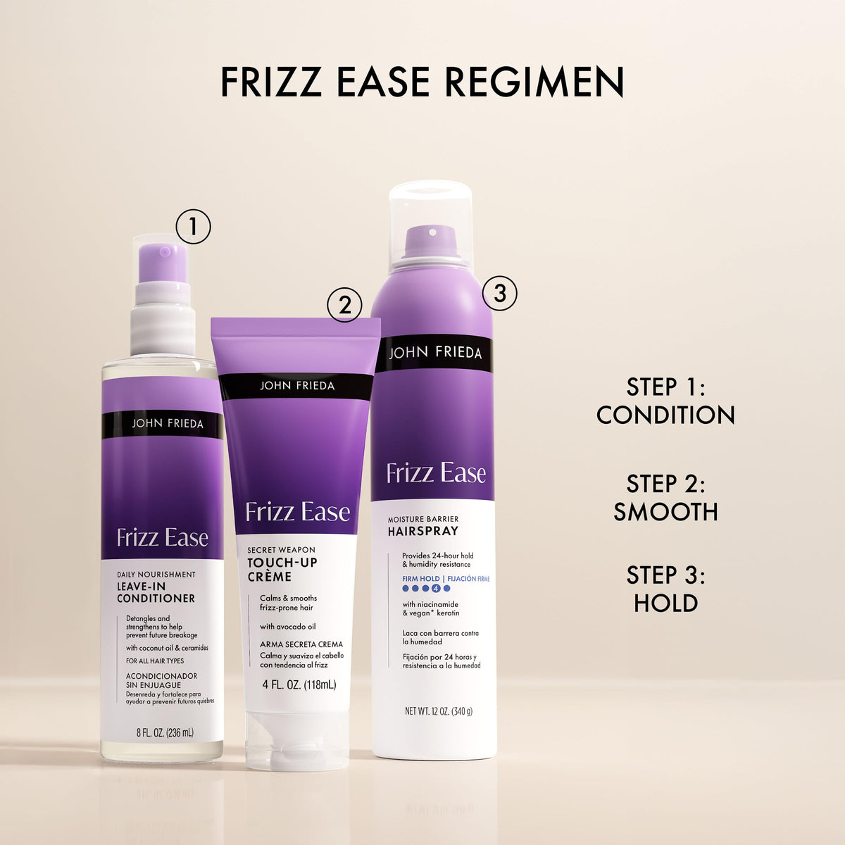 John Frieda on bathroom counter as part of daily styling routine scene
