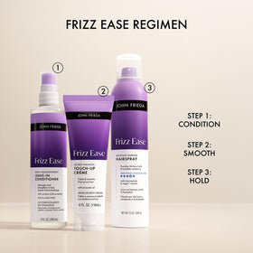 John Frieda on bathroom counter as part of daily styling routine scene