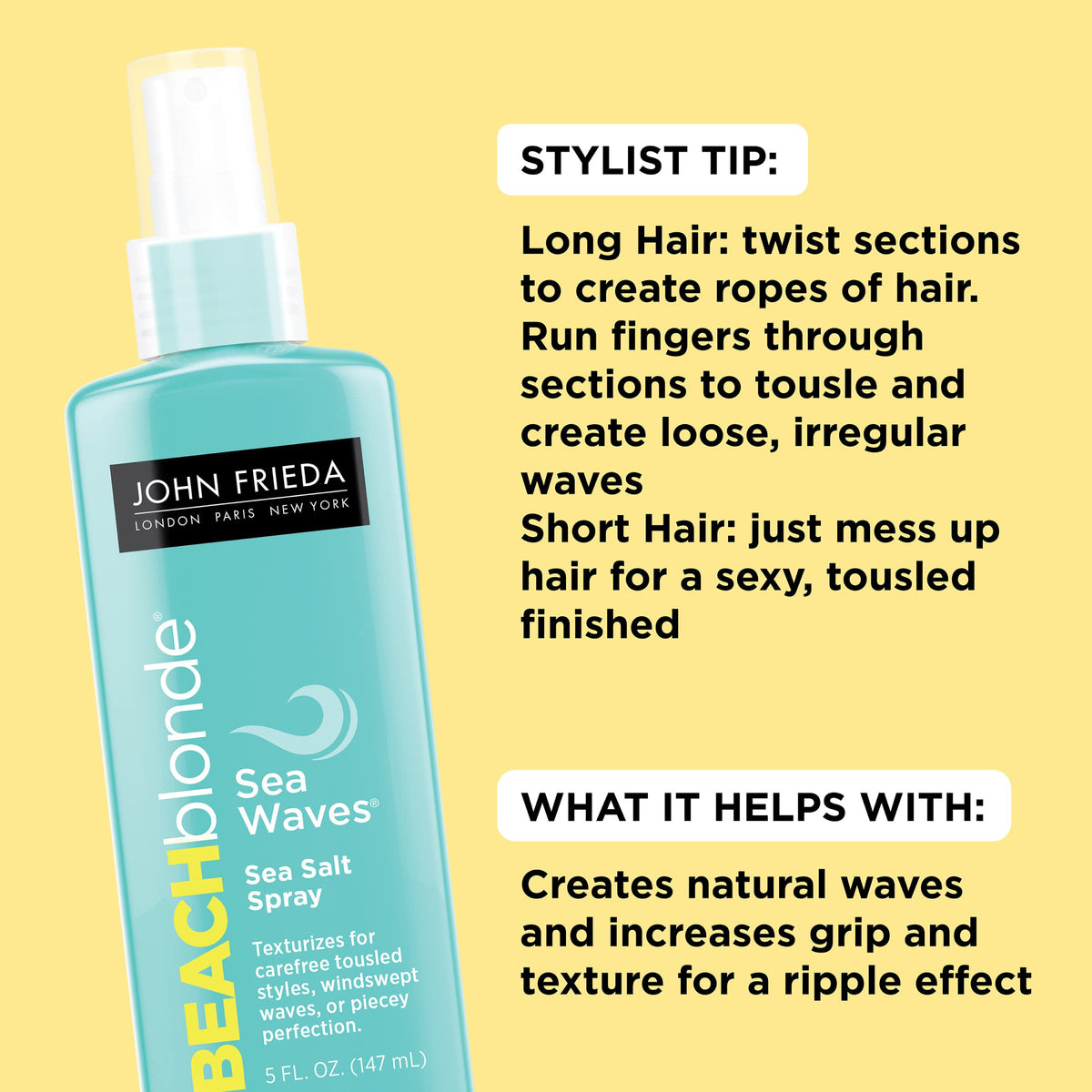 John Frieda spray action misting on hair for instant textured volume
