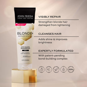 John Frieda bottle trio showing system synergy for stronger hair