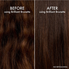 John Frieda before and after brunette hair showing enhanced shine