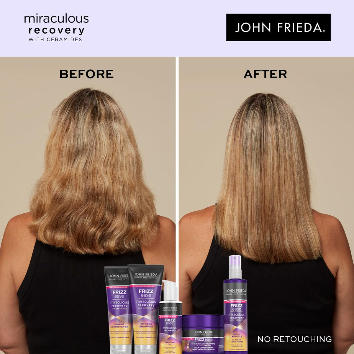 John Frieda creamy conditioner texture close-up for nourishing repair