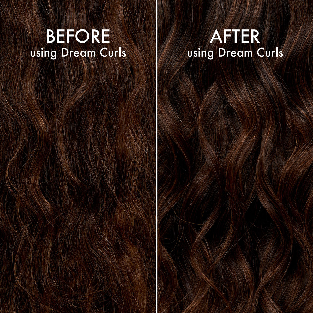 John Frieda foam being spread through wet hair for defined wave formation