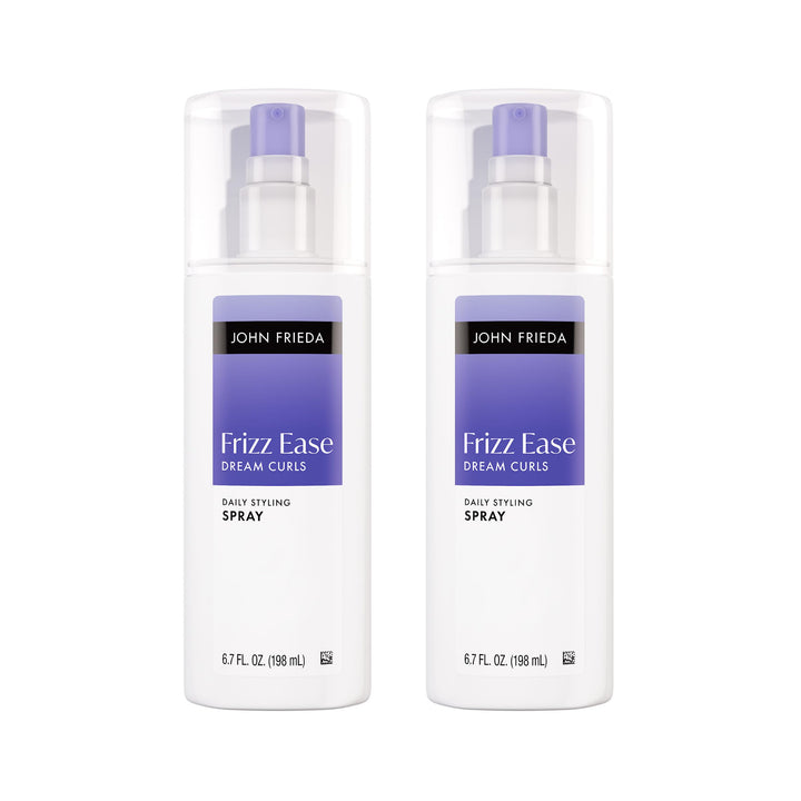 John Frieda front bottle view showing label and curl spray benefits
