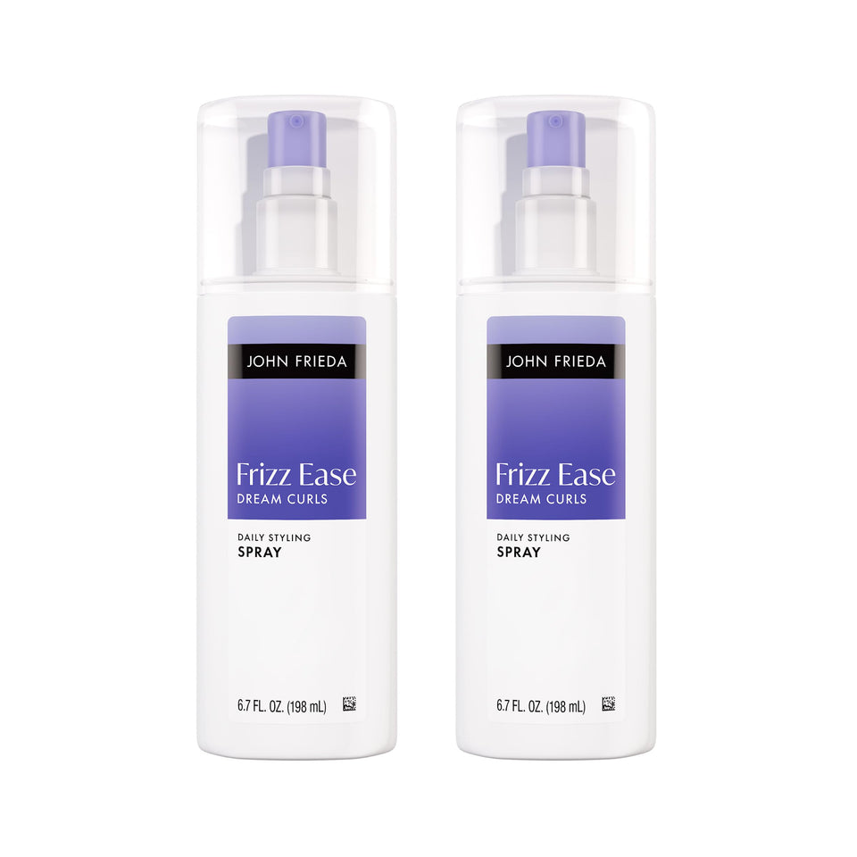 John Frieda front bottle view showing label and curl spray benefits