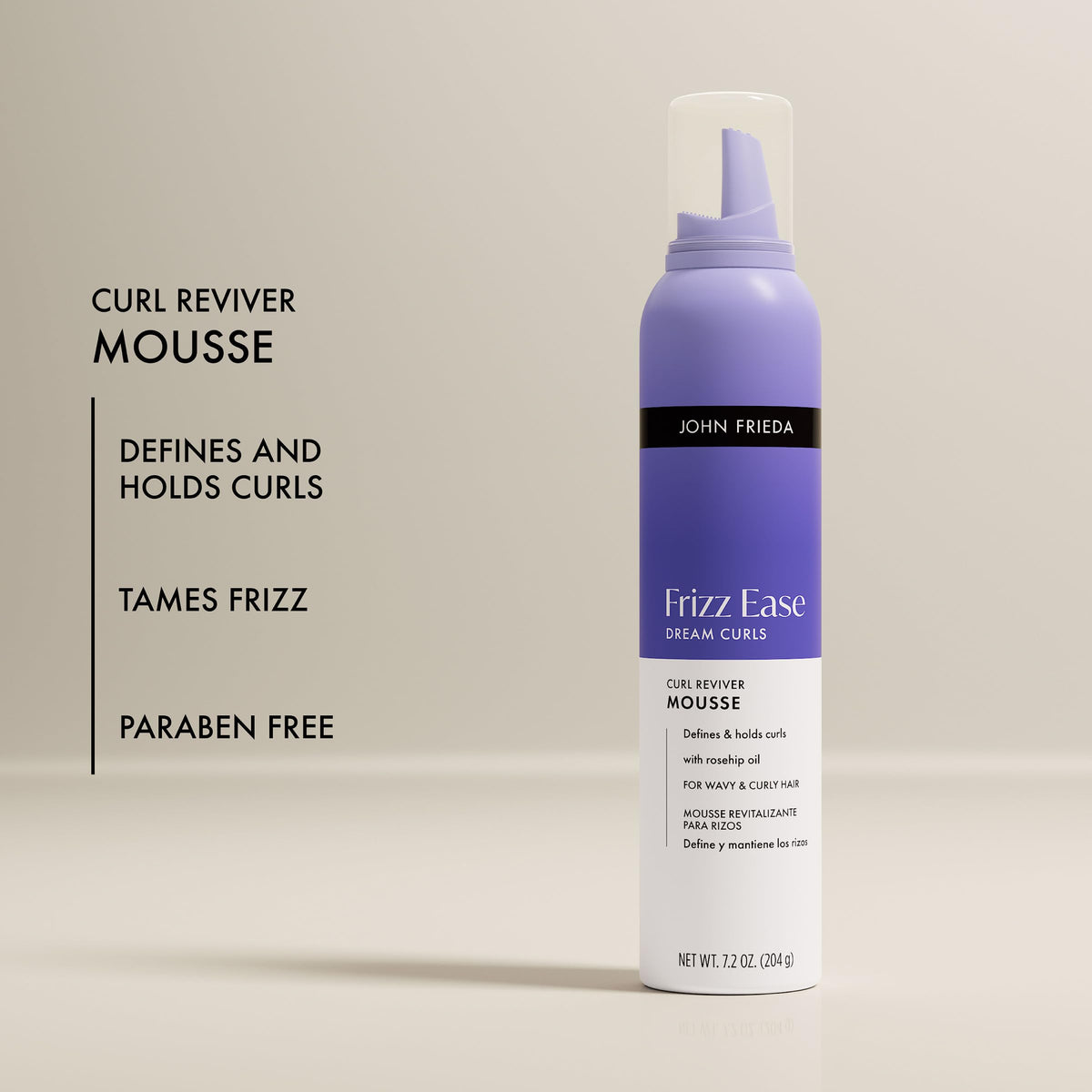 John Frieda mousse dispensed in hand ready for even application