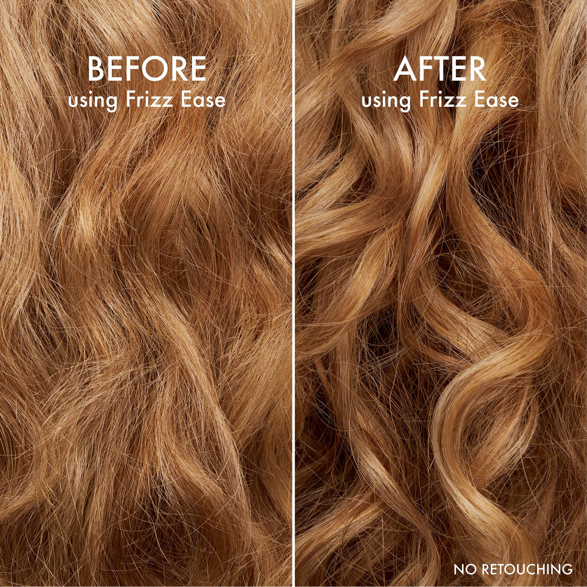 John Frieda before and after hair showing frizz reduction benefit