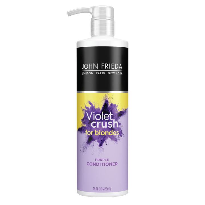 John Frieda front bottle showing Violet Crush Conditioner benefits
