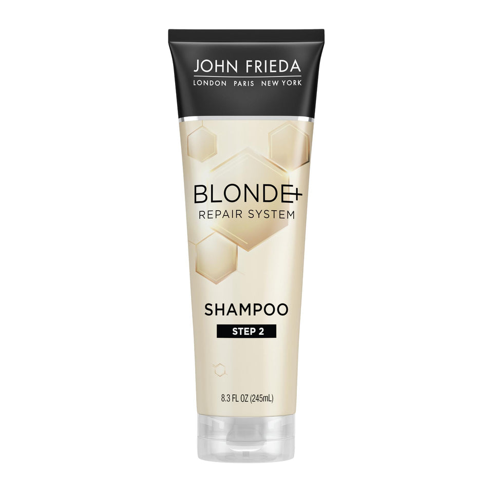 John Frieda front packaging showing shampoo and clear repair benefits