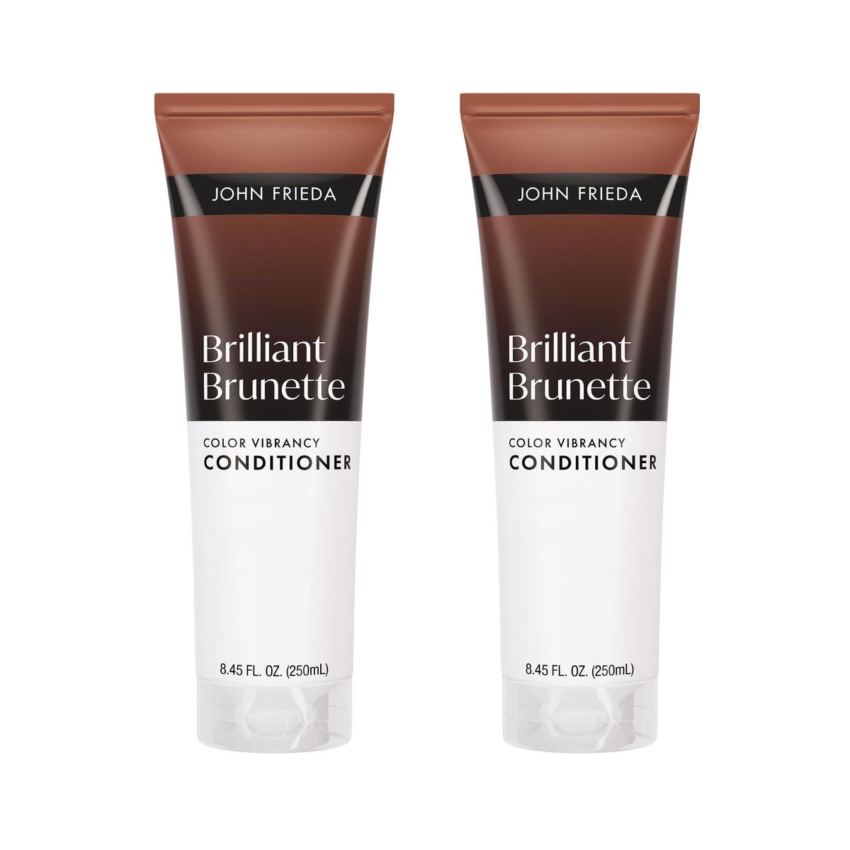 John Frieda front packaging showing label and vibrant brunette benefit