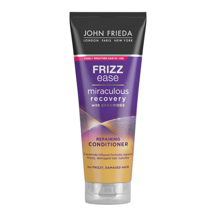 John Frieda front packaging showing 250ml bottle and benefit of frizz control