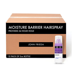 John Frieda front packaging showing 2 oz can and label, boosts humidity protection
