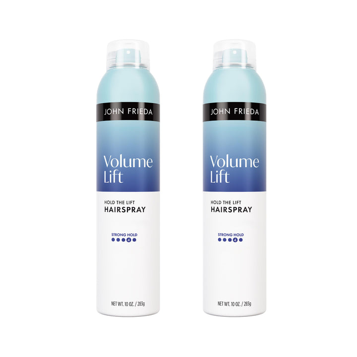 John Frieda front packaging showing volumizing hairspray benefits