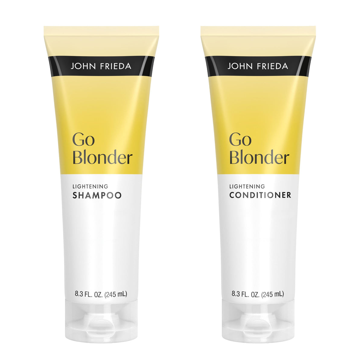 John Frieda front packaging showing both bottles and benefits