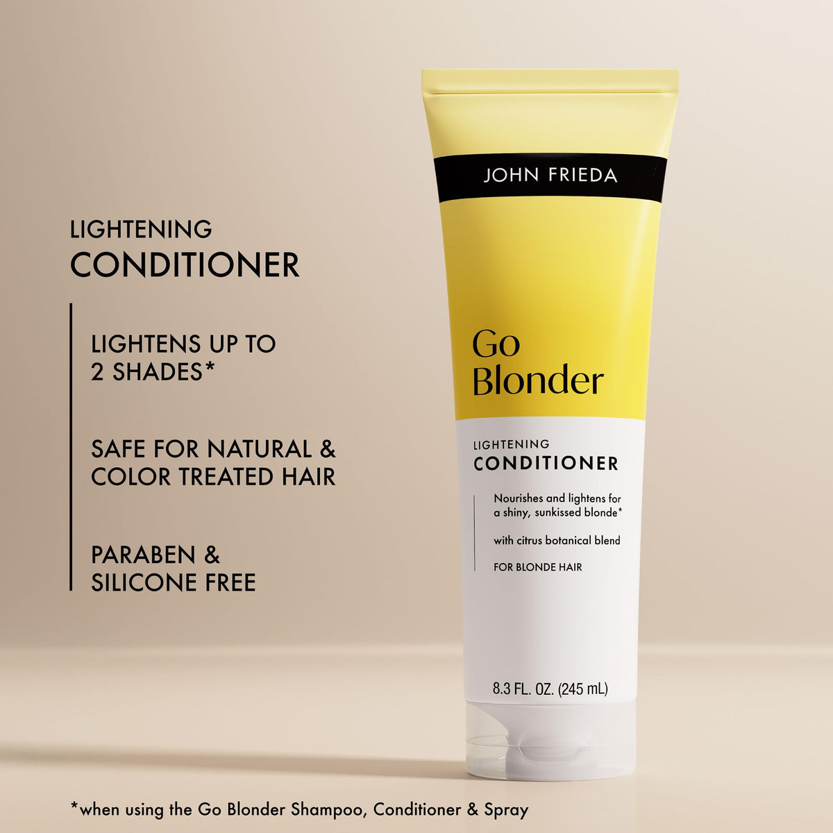 John Frieda being applied in shower for gentle brightening benefits