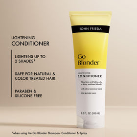John Frieda being applied in shower for gentle brightening benefits