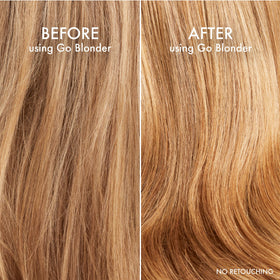 John Frieda before and after on blonde hair showing subtle lightening