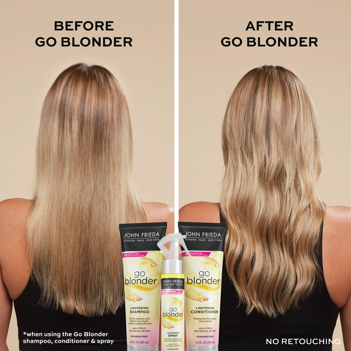John Frieda citrus and chamomile close-up conveying natural extracts and brightness