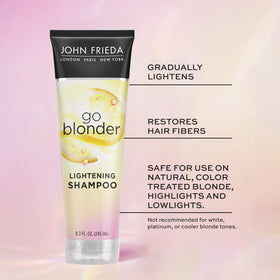 John Frieda shampoo texture being dispensed highlighting lightweight consistency