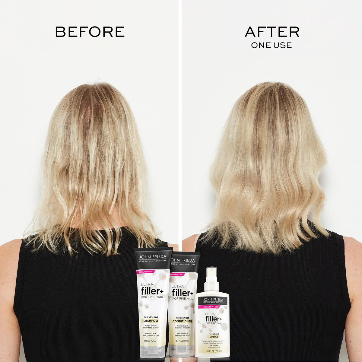 John Frieda in-shower use with lather for fuller-feel hair
