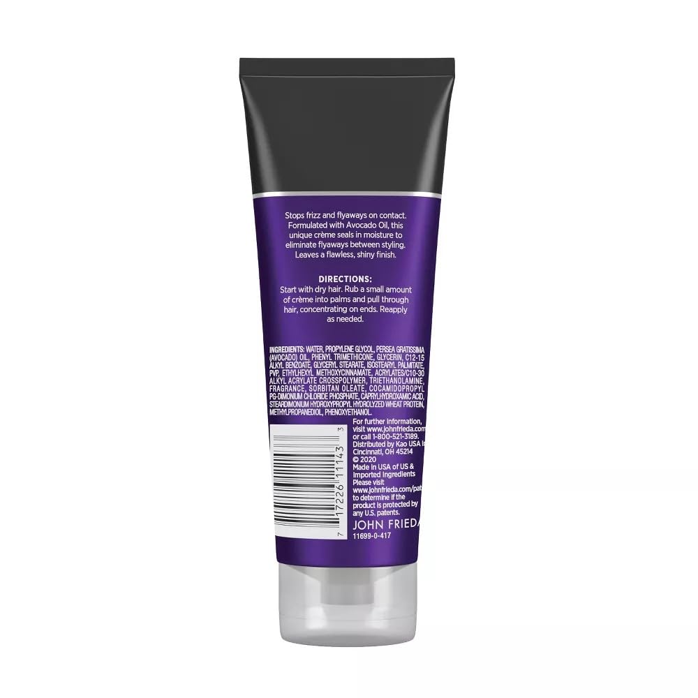 John Frieda cream texture in jar highlighting smooth hydrating finish